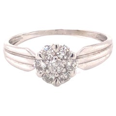 Used Diamond Flower Promise Ring, 14k White Gold