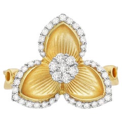 Diamond Flower Ring 0.40 Carats 14K Yellow Gold