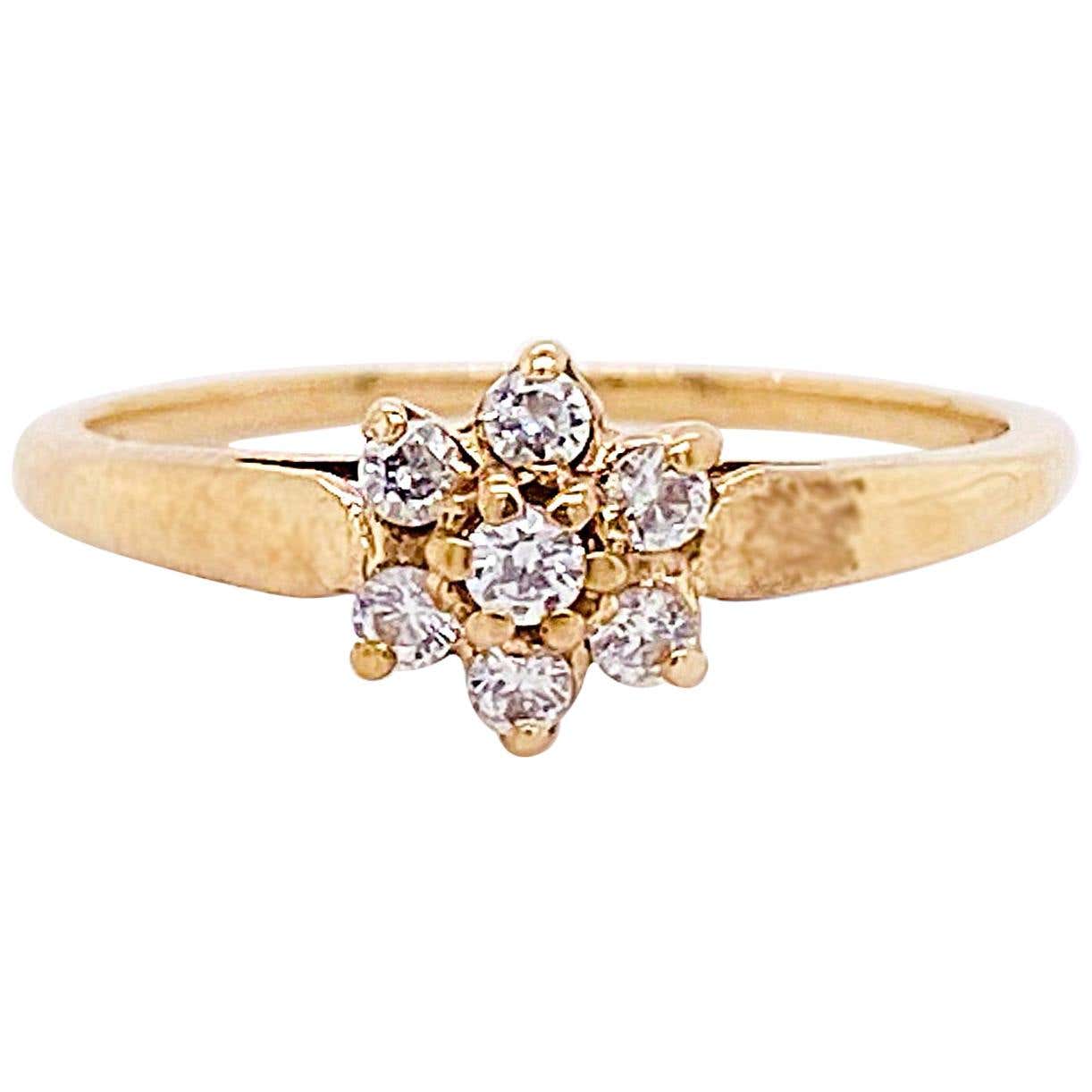 Diamond Flower Ring, 10 Karat Yellow Gold, Diamond Cluster Ring ...