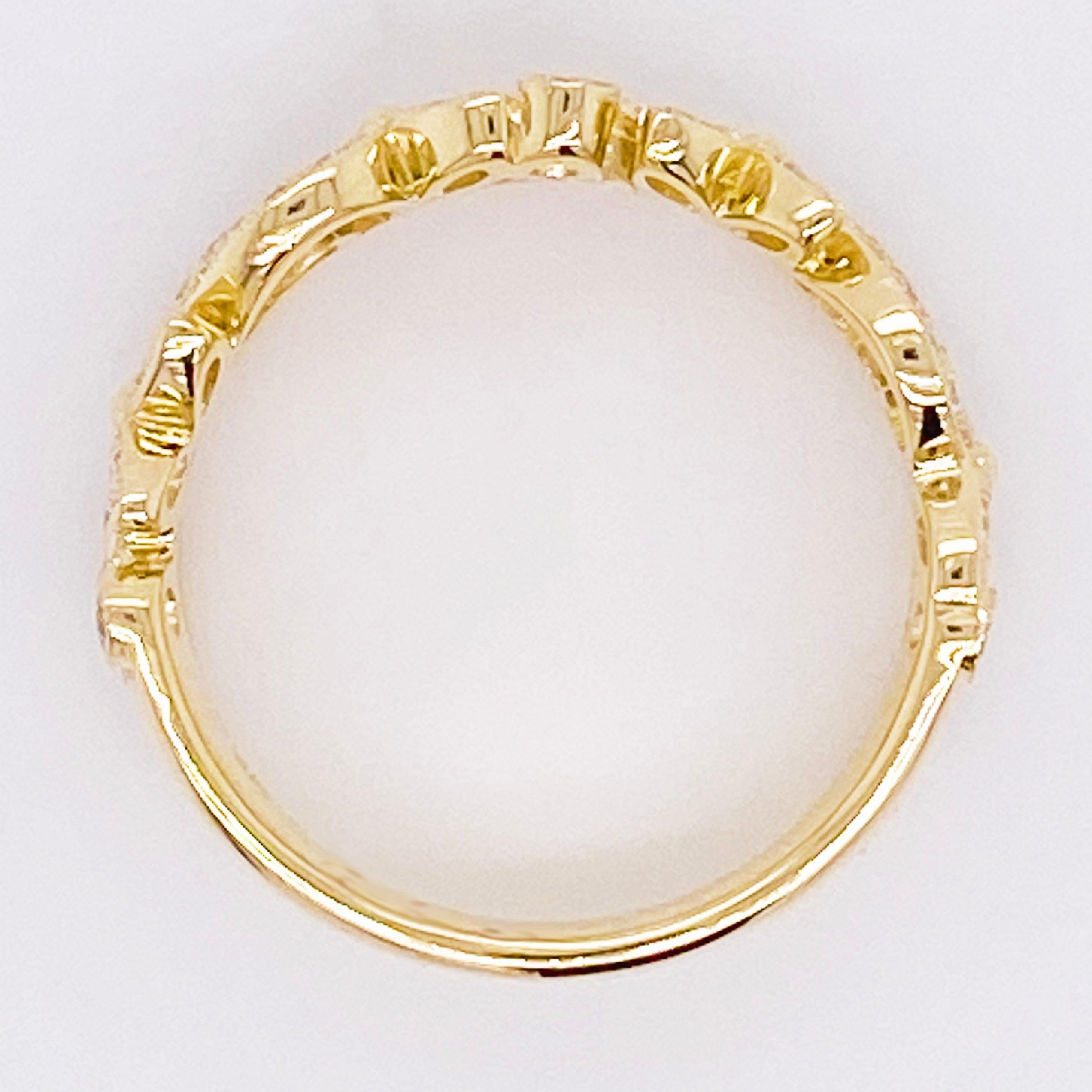 Diamond Flower Ring, 14 Karat Gold Floral Inspired Stackable Band, LR9229Y45JJ 6