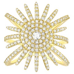 Diamond Flower Ring 14K Yellow Gold