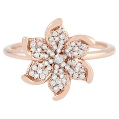 Diamant-Blumenring 18 Karat Roségold mit Diamant