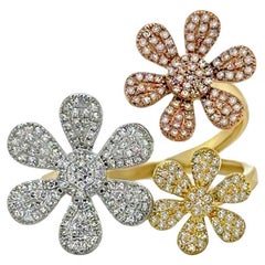 Diamond Flower Ring 261 Diamonds 14K Tri-Color Gold