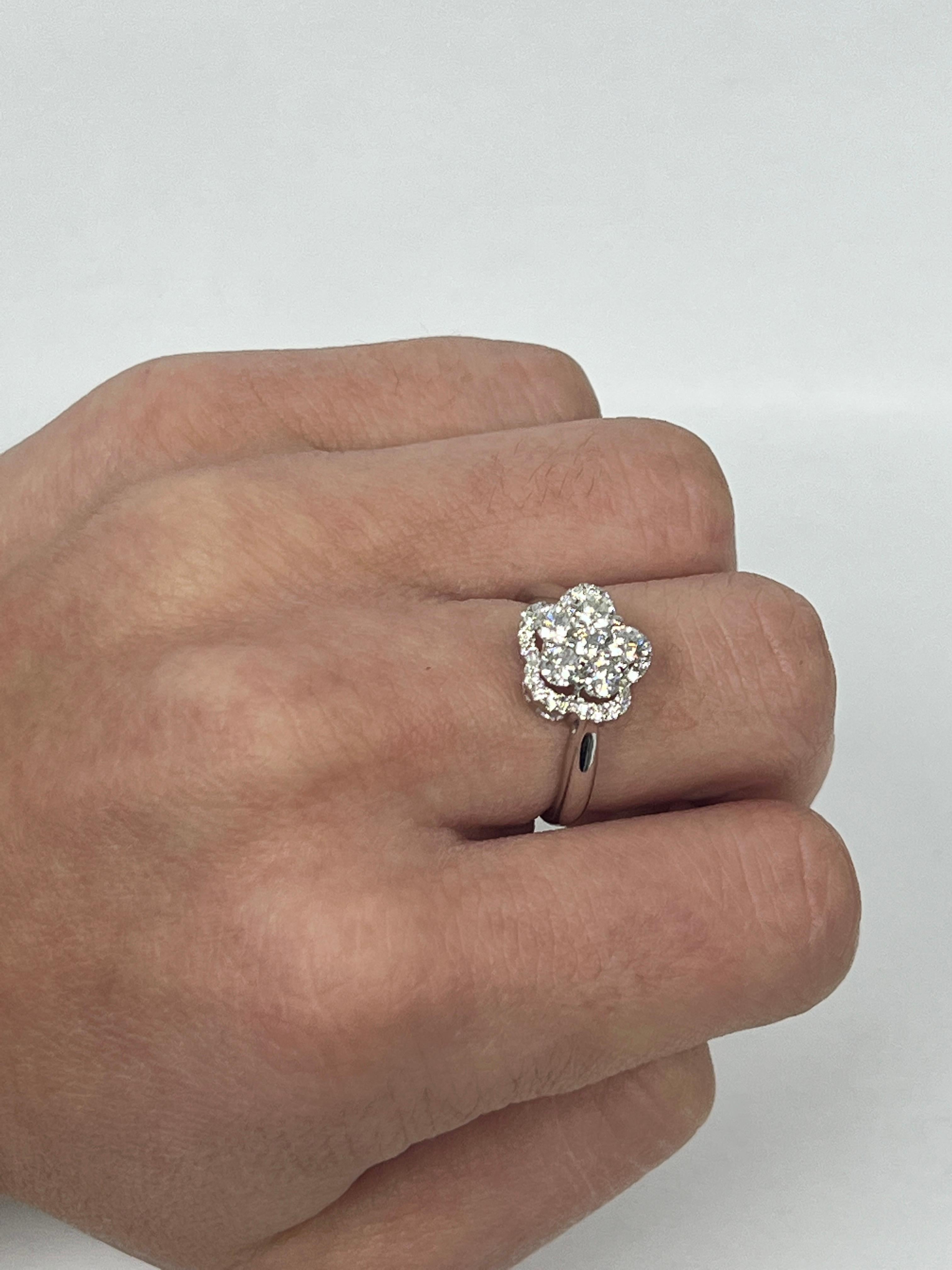 Contemporary Diamond Flower Ring For Sale