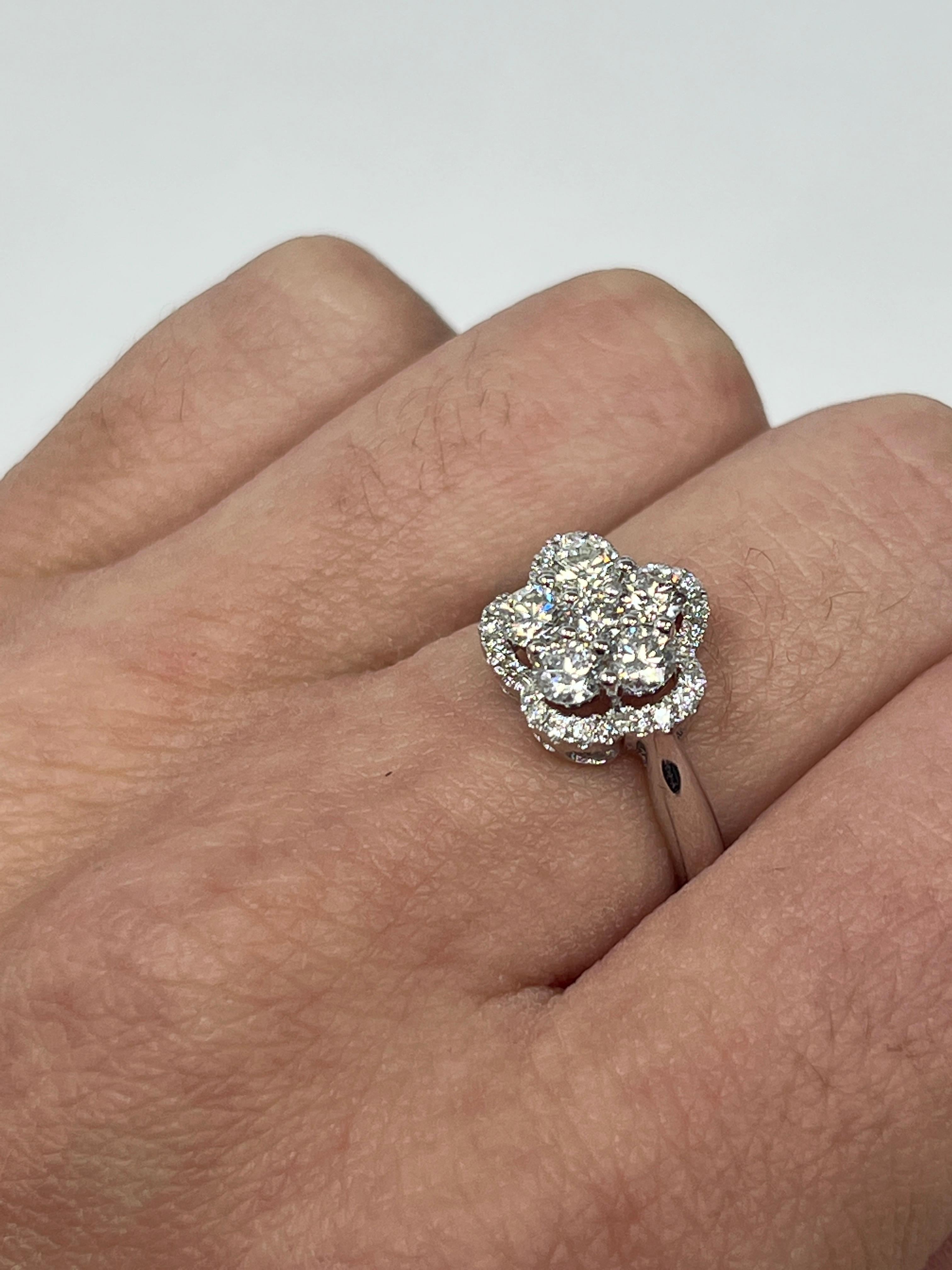 Round Cut Diamond Flower Ring For Sale
