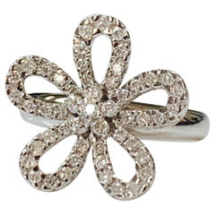 Diamond Flower Rotating Ring in 18 Karat White Gold