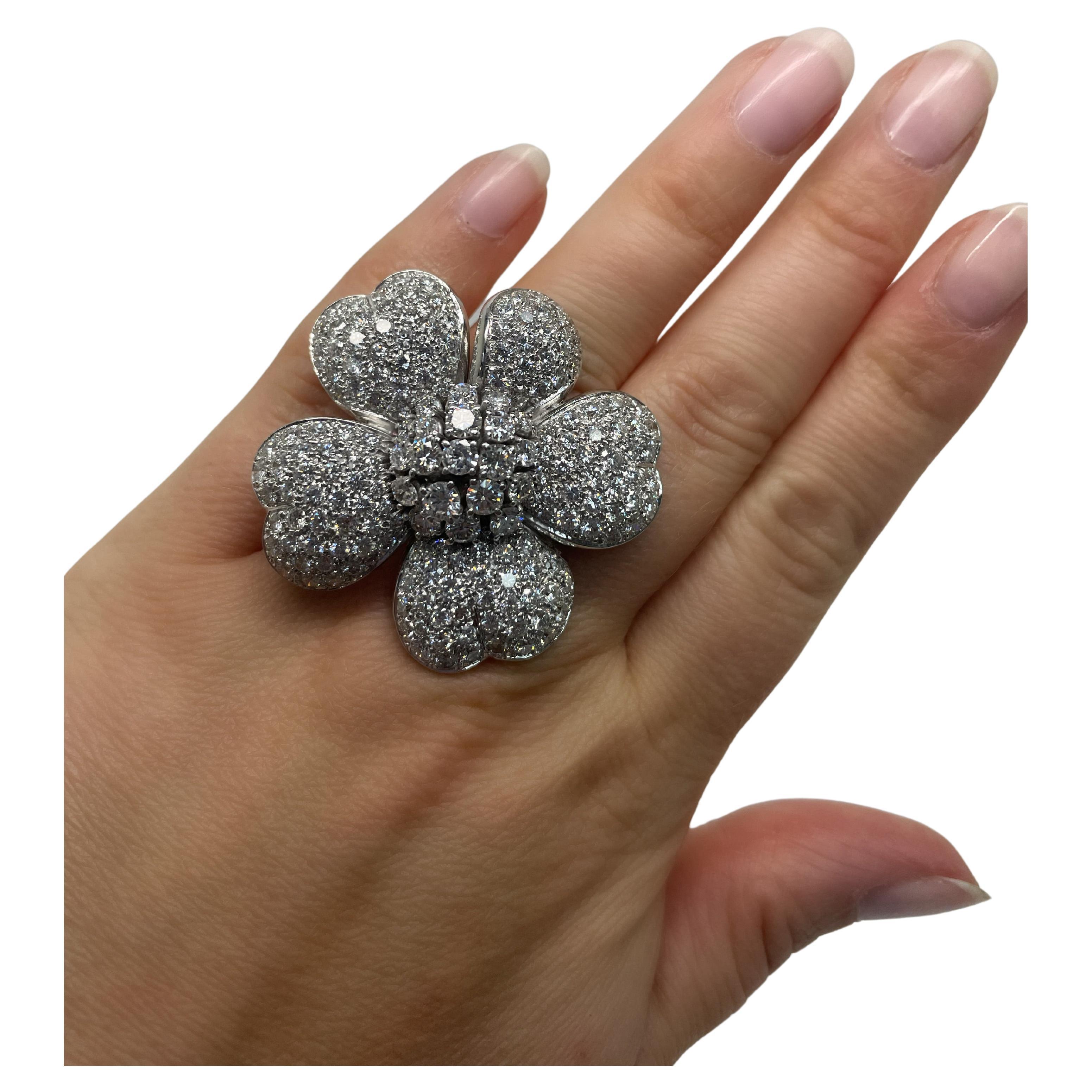 Diamond Flower Statement Ring For Sale