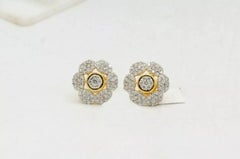 Boucle d'oreille fleur de diamant en or massif 14k de mariage
