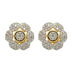 Boucle d'oreille fleur de diamant en or massif 14k de mariage