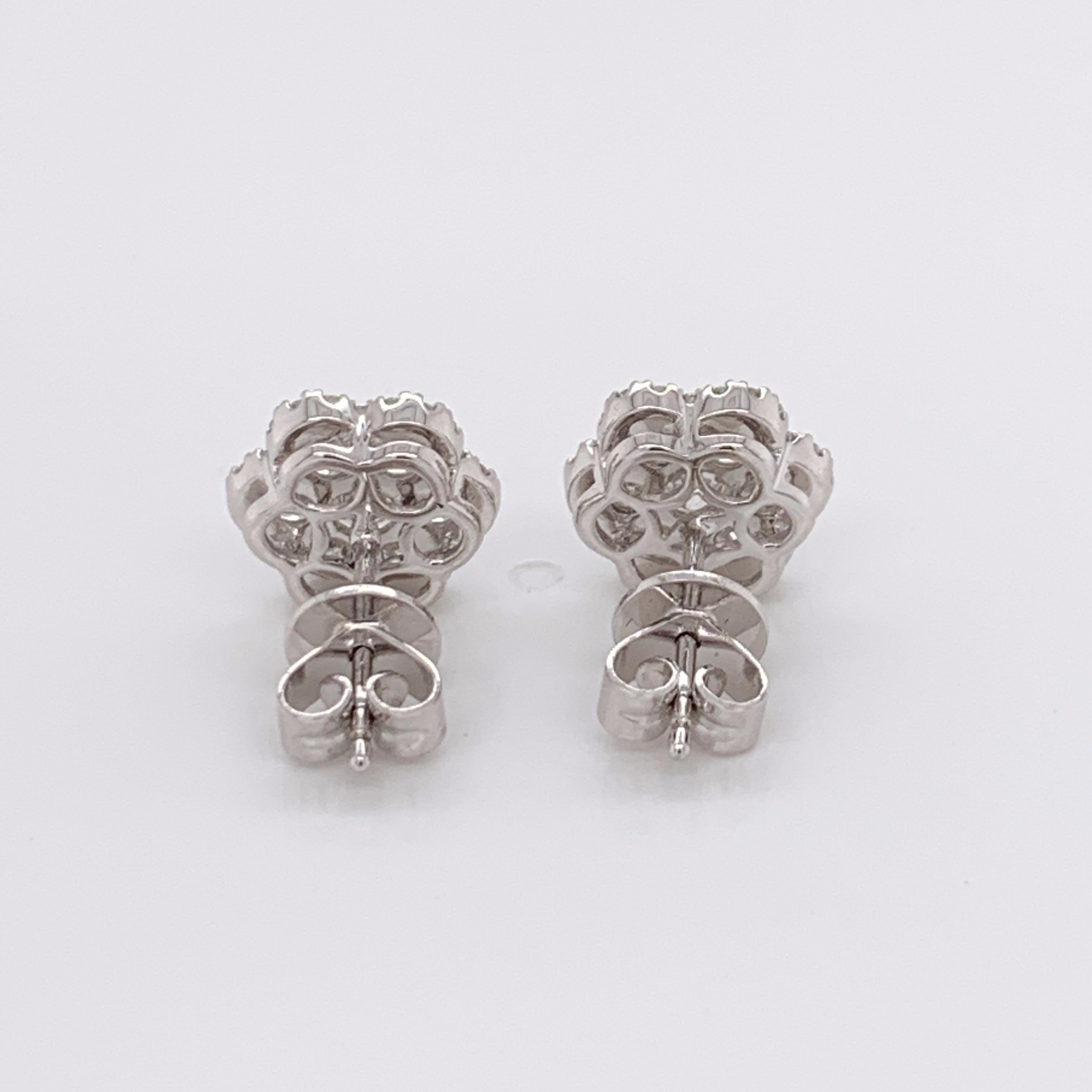 Brilliant Cut Diamond Flower Stud Earrings