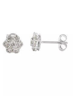 Boucles d'oreilles en or 14K avec clous d'oreilles en forme de fleurs en diamant