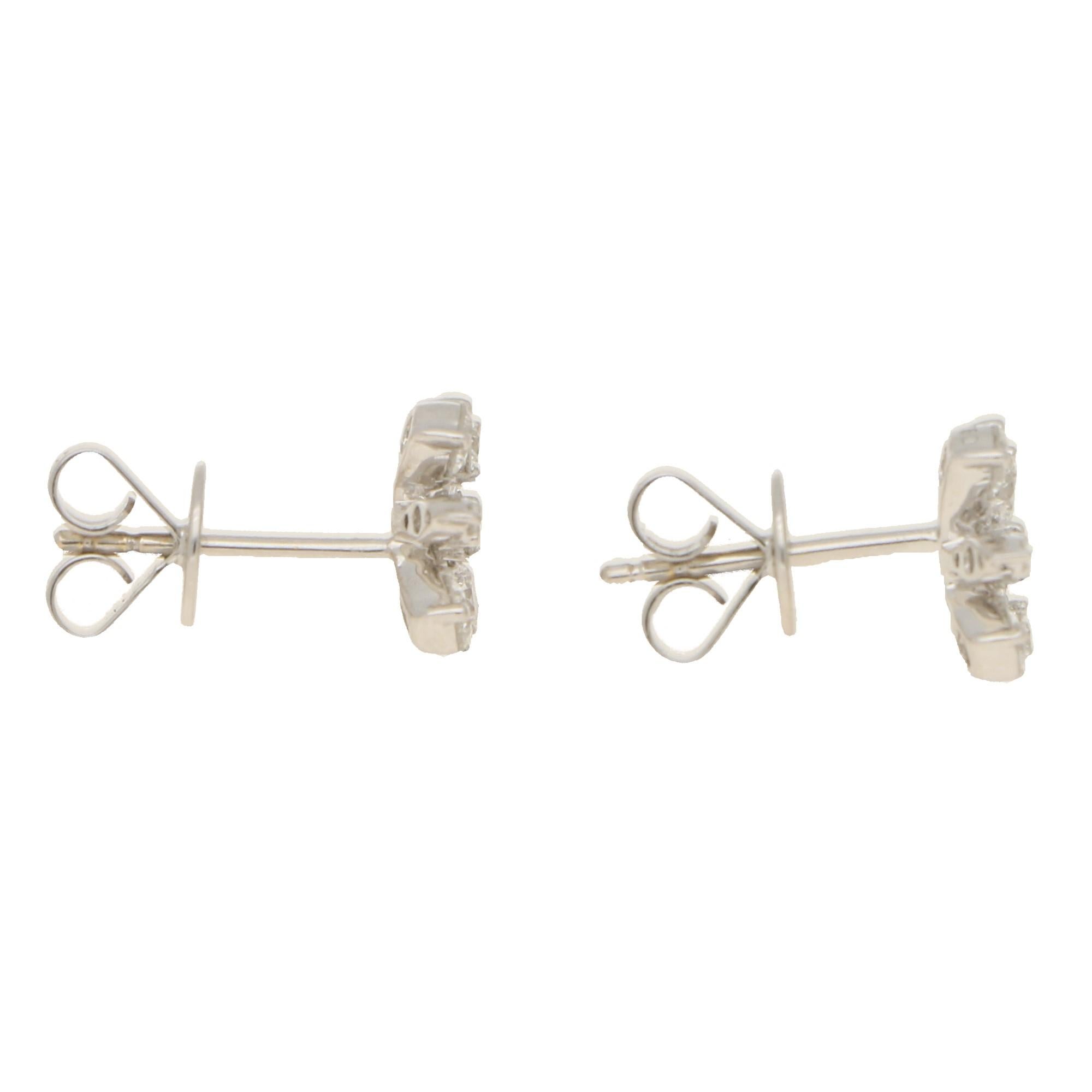 Contemporary Diamond Flower Stud Earrings 0.57cts
