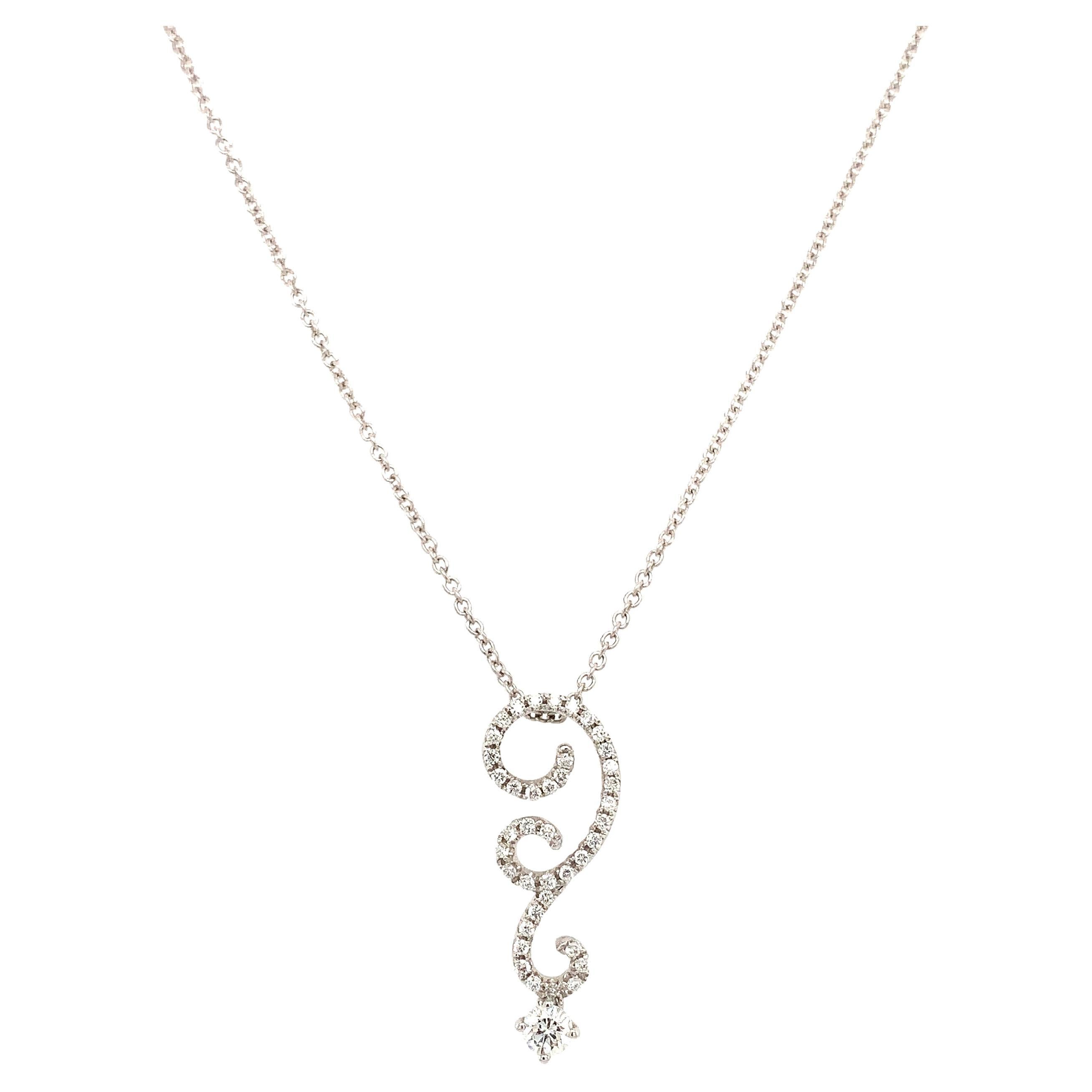 Collar colgante estilo flor de diamantes oro blanco 18k