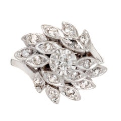 Diamond Flower White Gold Cluster Cocktail Ring