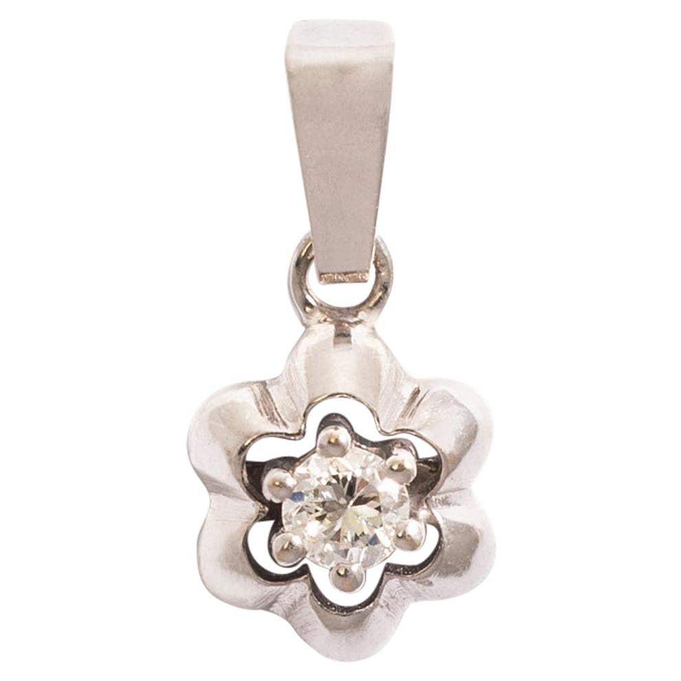 Diamond Flower White Gold Pendant For Sale