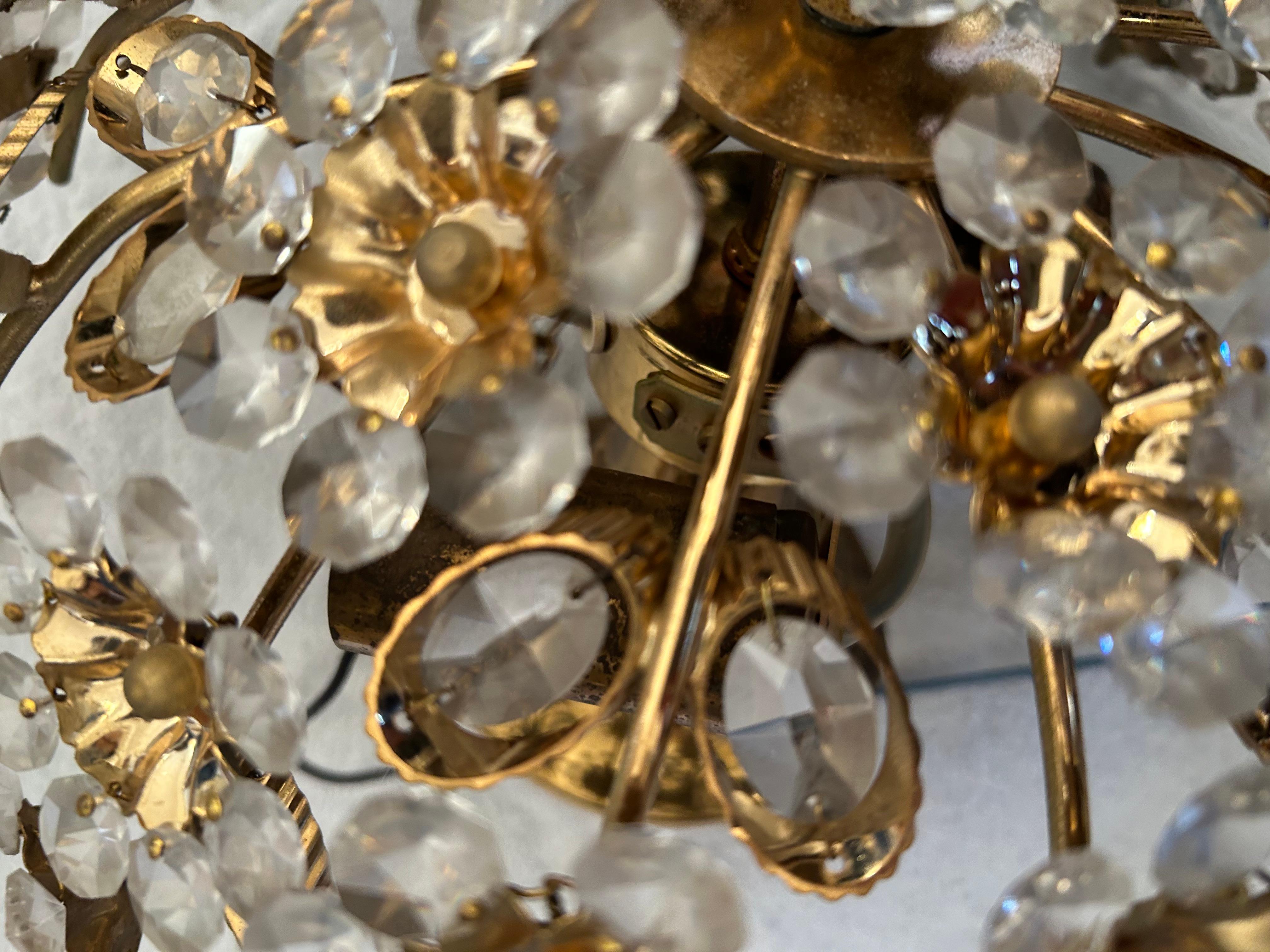 Fiori di diamante, plafoniera in vetro di Murano scintillante, anni '80 In condizioni buone in vendita a Budapest, HU