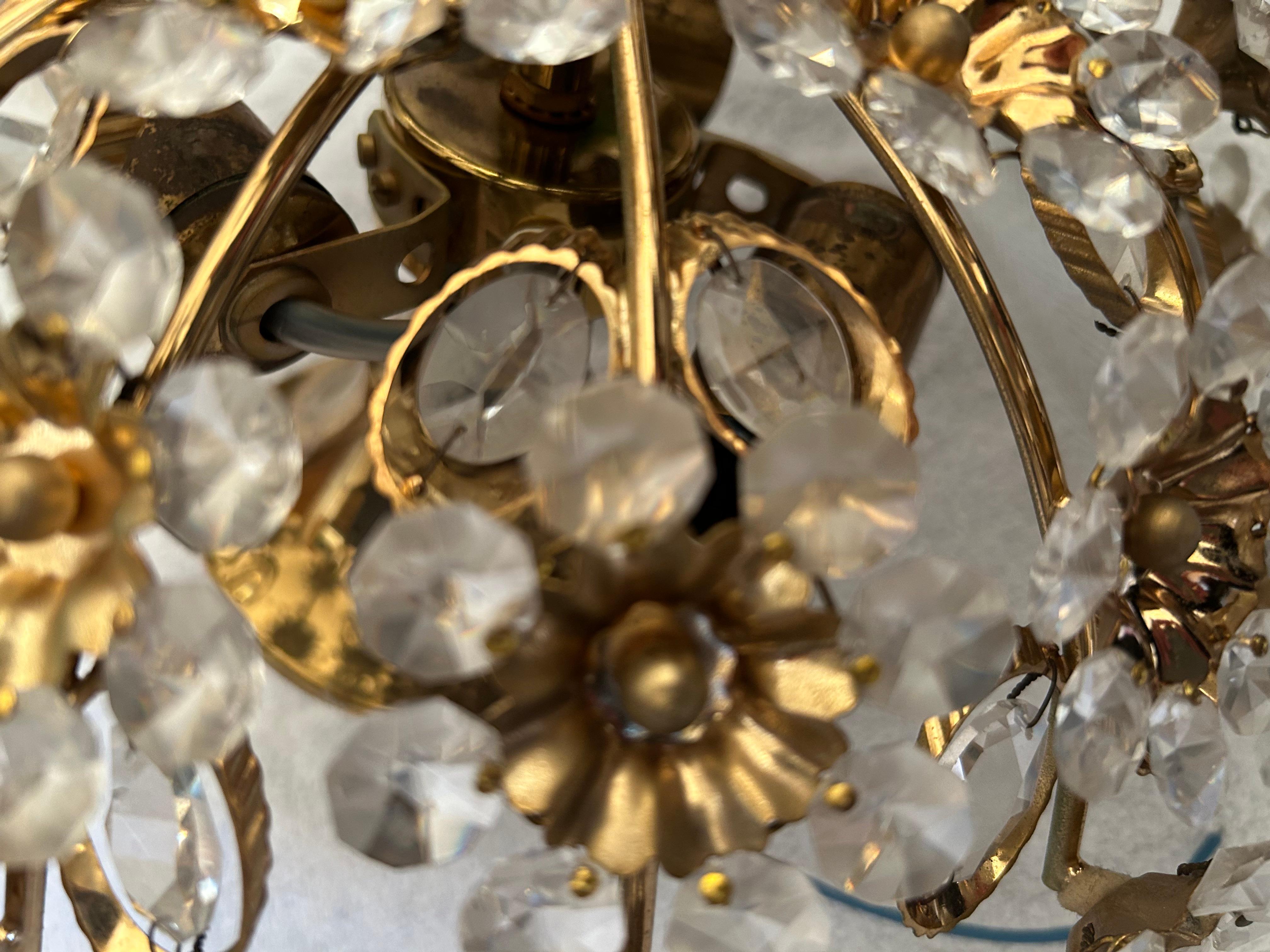 Fine XX secolo Fiori di diamante, plafoniera in vetro di Murano scintillante, anni '80 in vendita