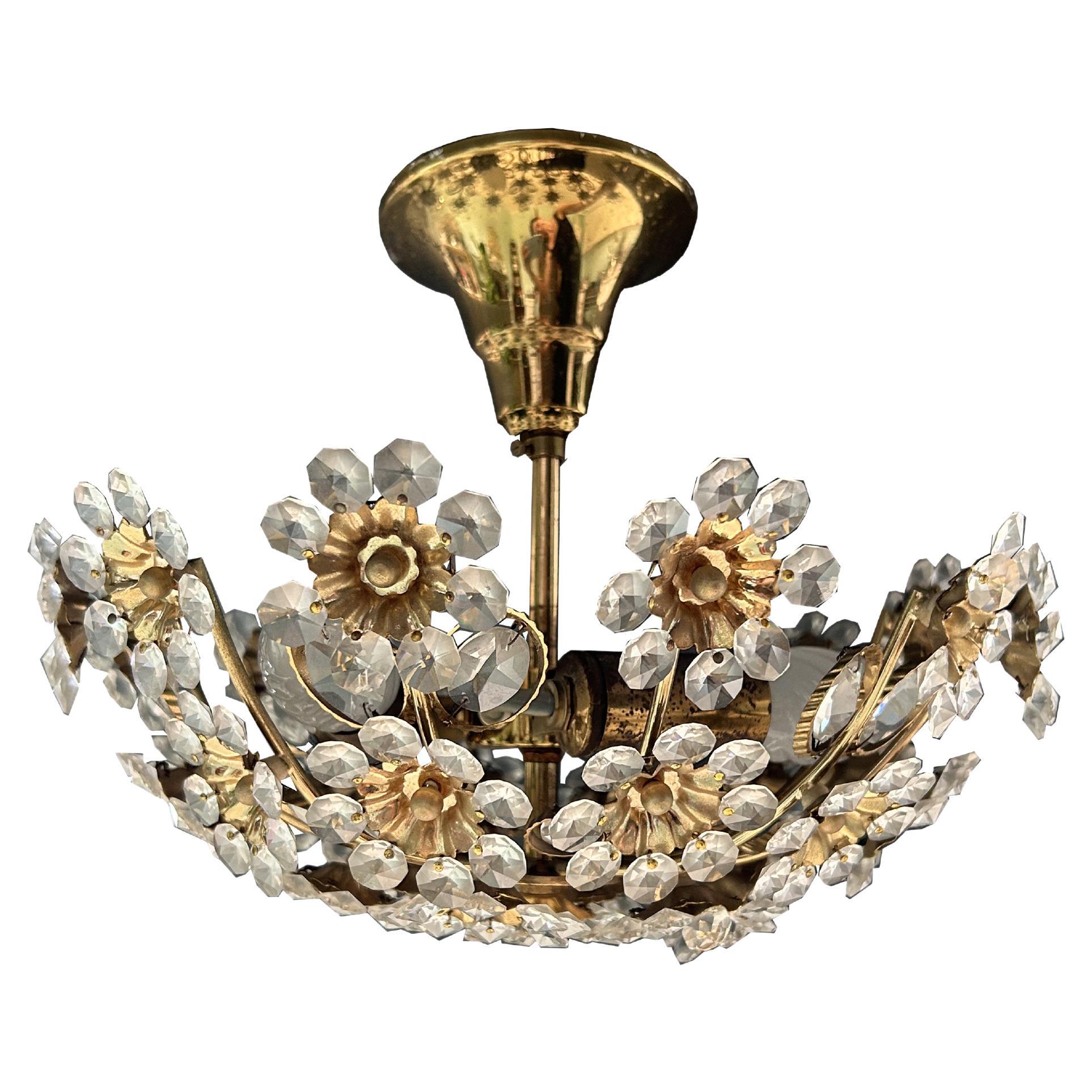 Fiori di diamante, plafoniera in vetro di Murano scintillante, anni '80 in vendita