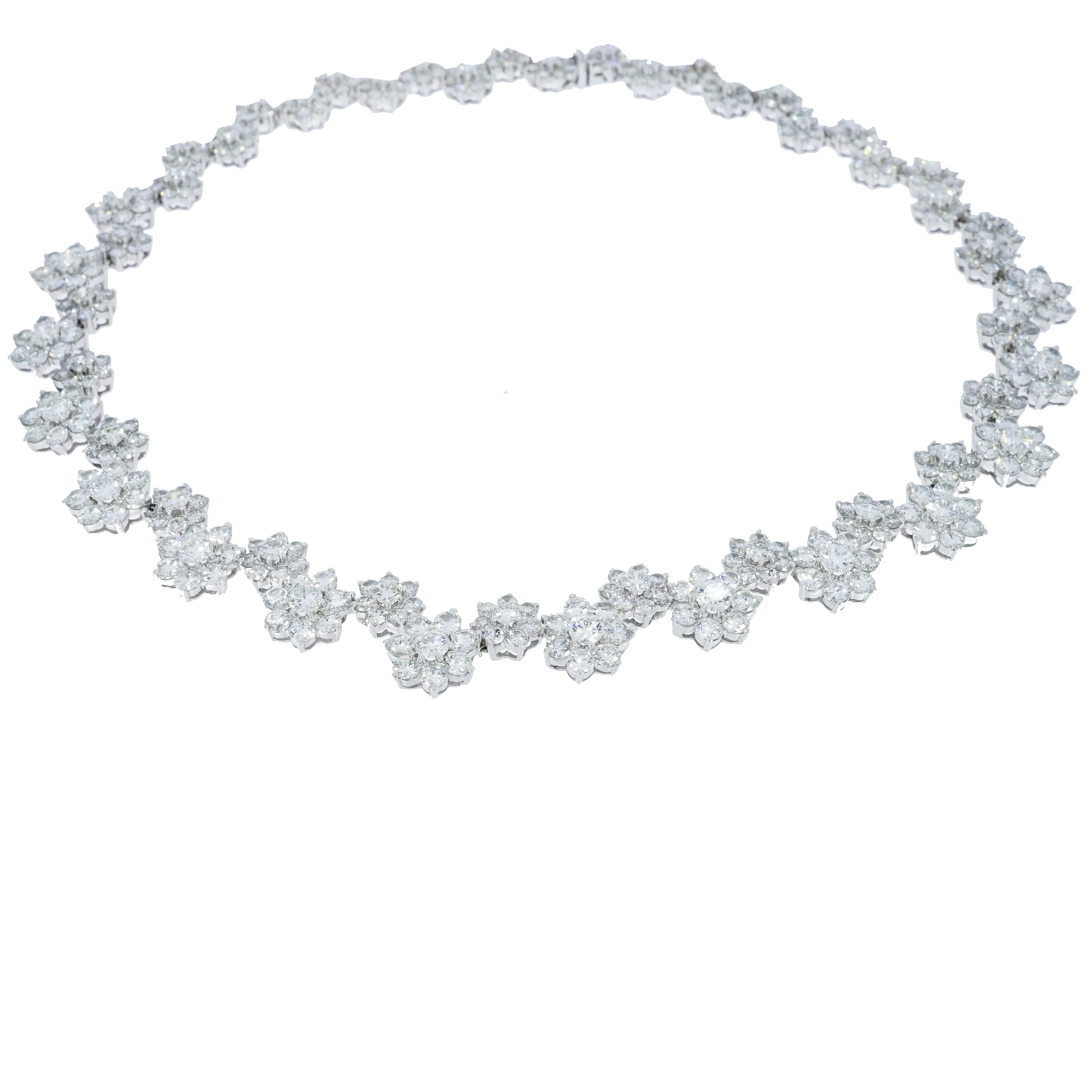 Women's Diamond Flowers White Gold Necklace