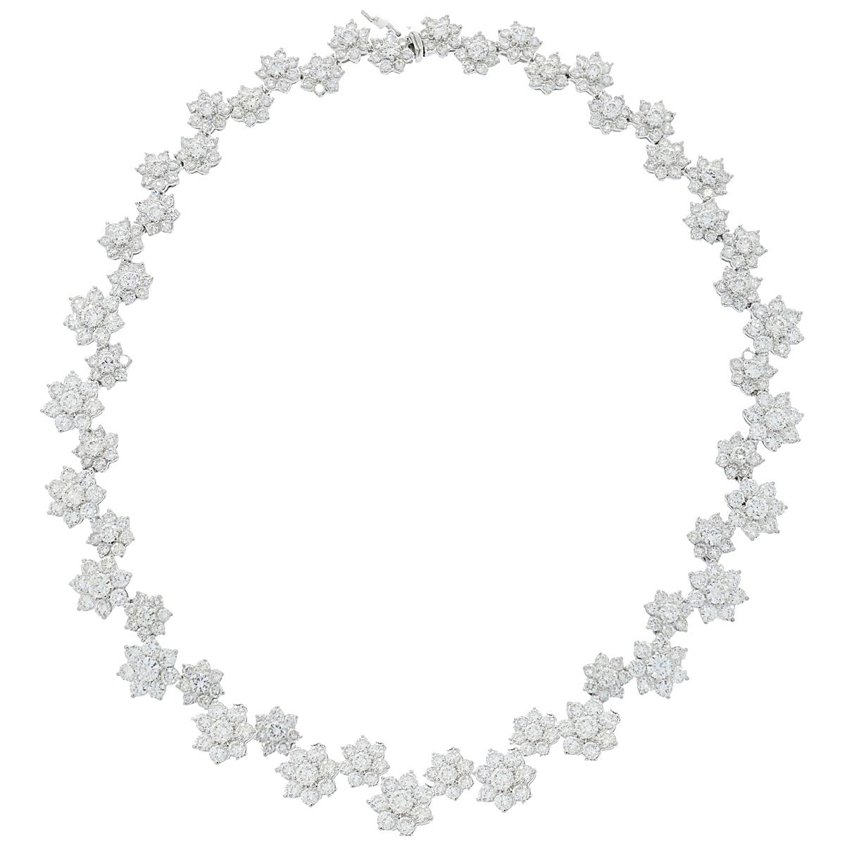 Diamond Flowers White Gold Necklace