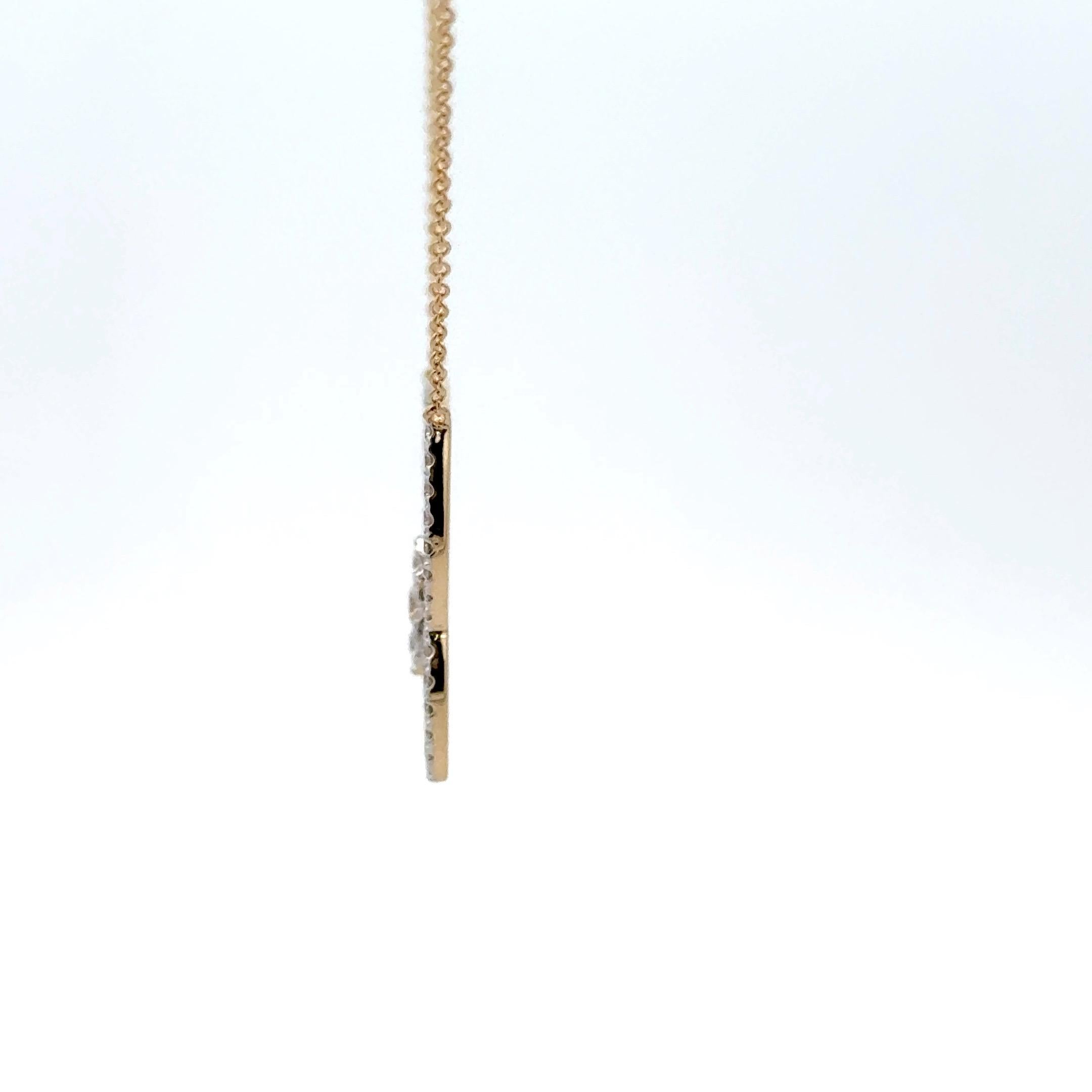 Diamond Fluted Butterfly Pendant Necklace 0.56 Carats 14 Karat Yellow Gold For Sale 3