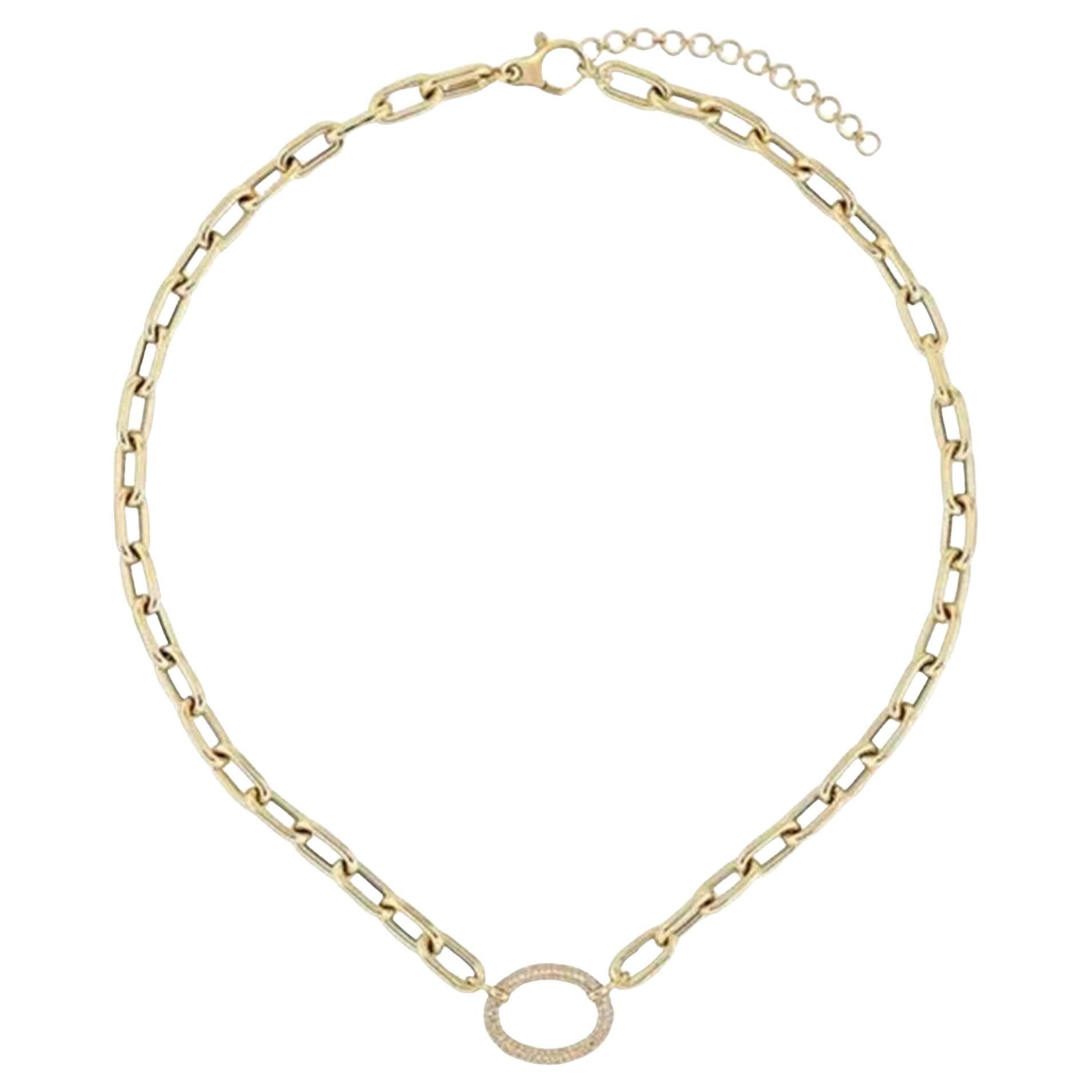 Collar de eslabones de oro amarillo de 14K con diamante natural de 0,39 ct de la marca Flux