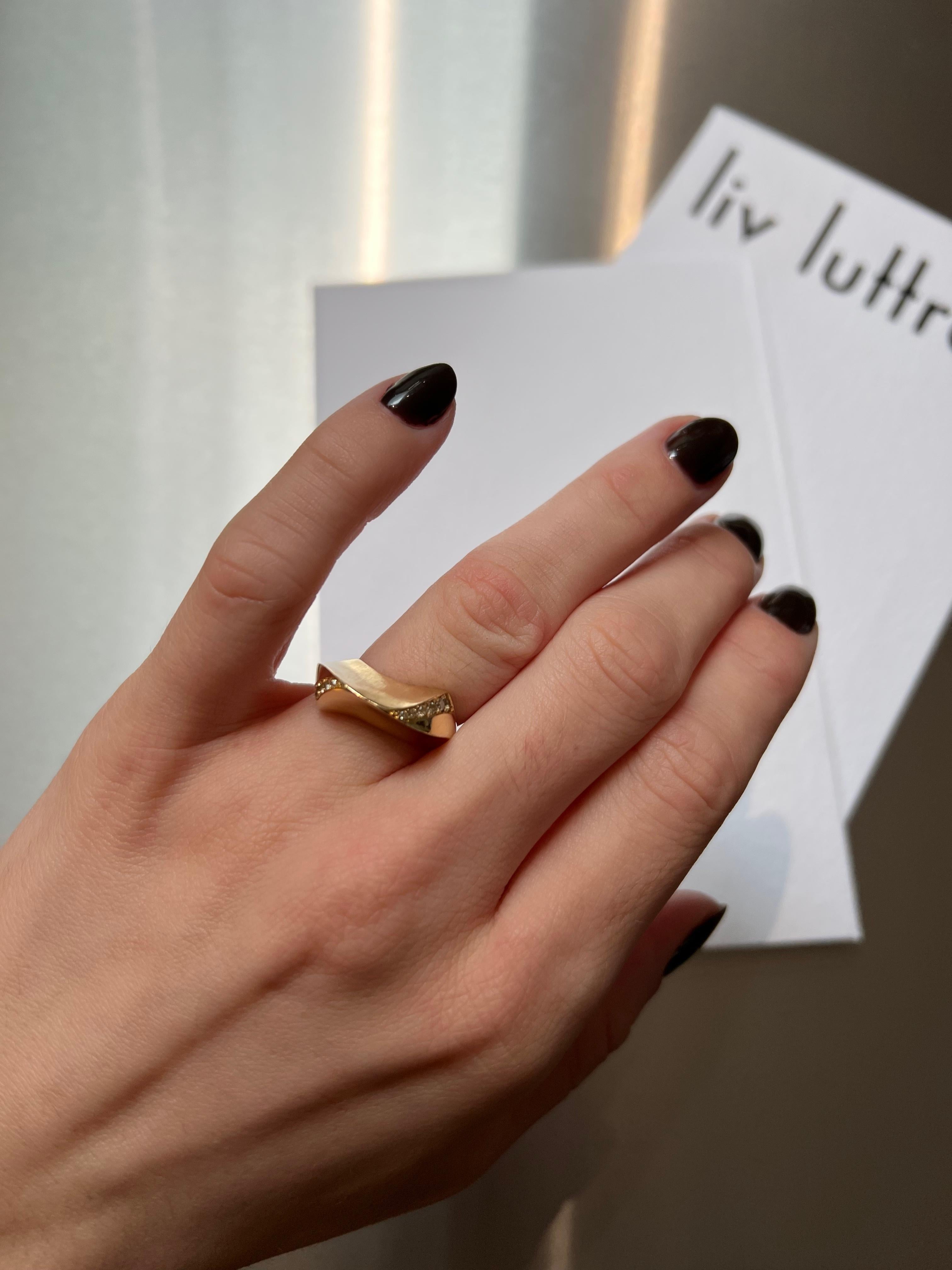 For Sale:  FOLDE RING Yellow gold with a warm-tone diamond edge by Liv Luttrell  2