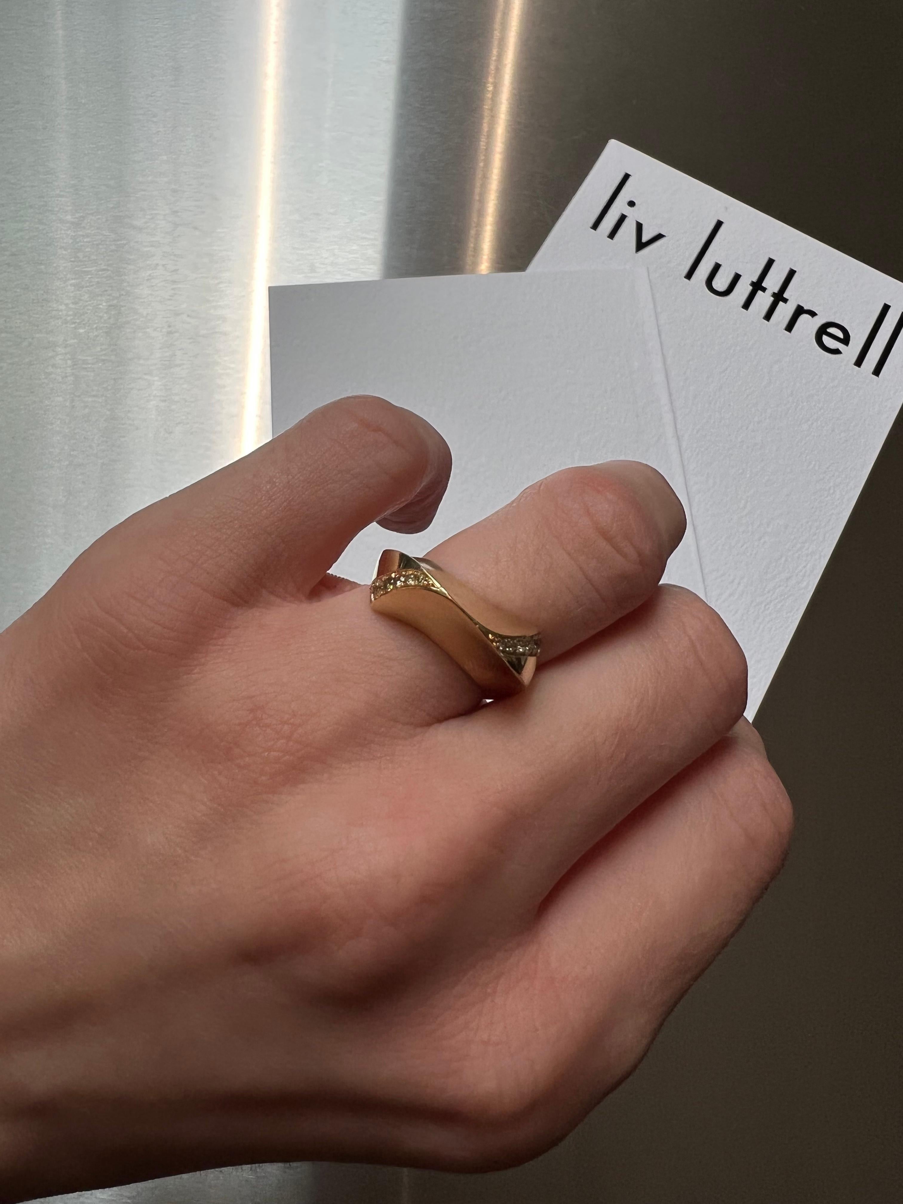 For Sale:  FOLDE RING Yellow gold with a warm-tone diamond edge by Liv Luttrell  4