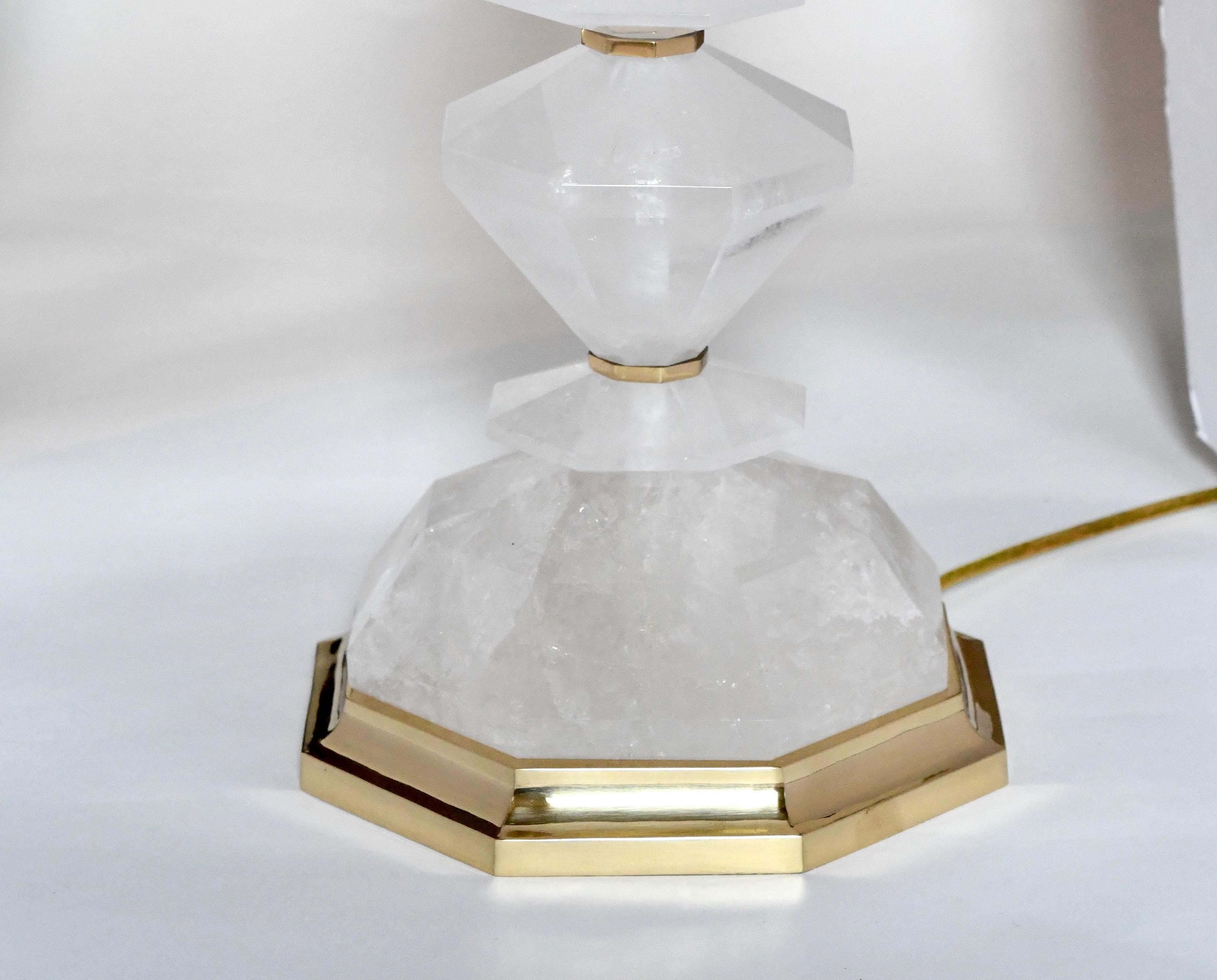 XXIe siècle et contemporain Lampes en cristal de roche de forme diamantée par Phoenix en vente