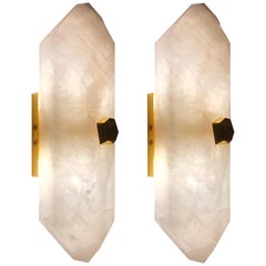 Group of Three Diamond Form Rock Crystal Sconces by Phoenix