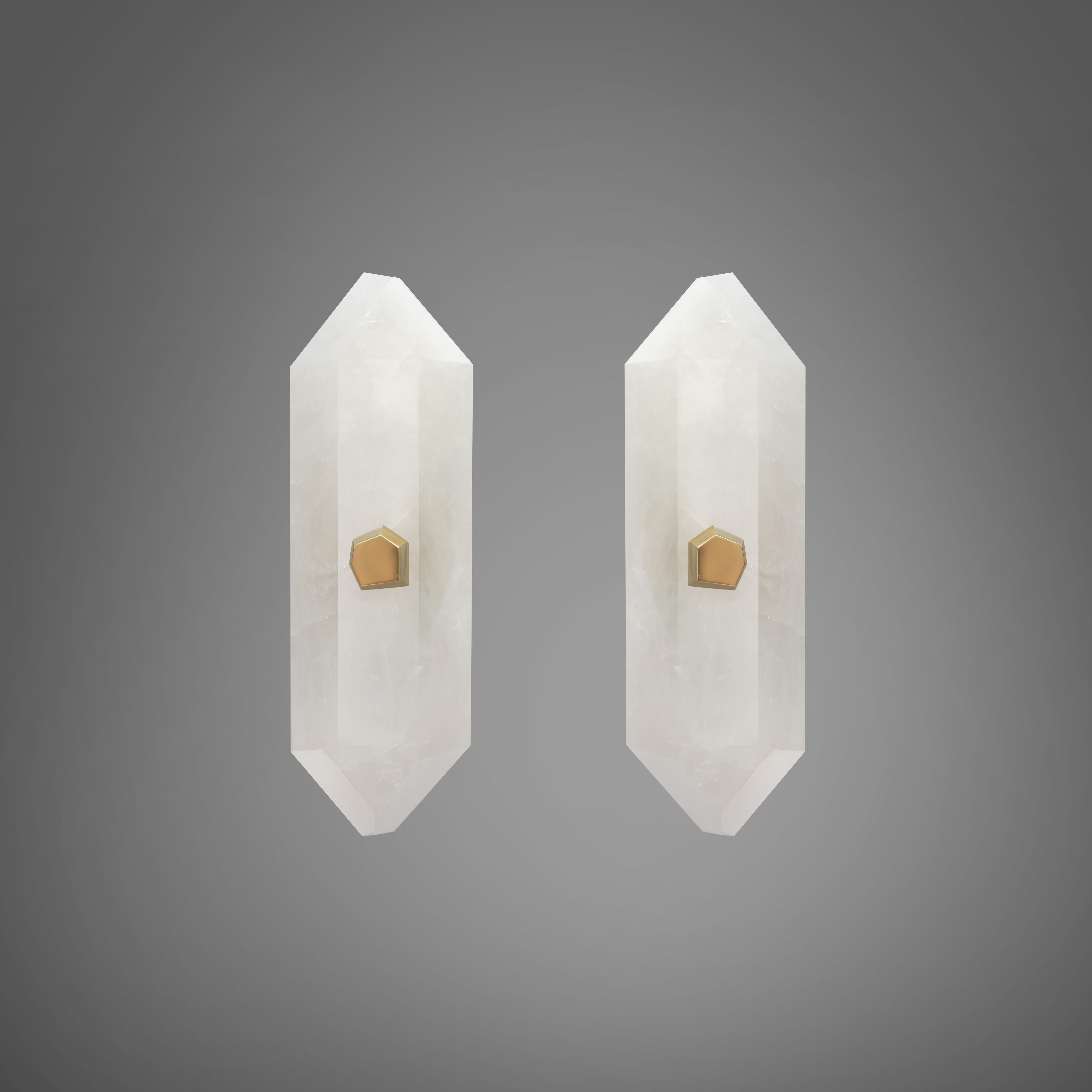 Gruppe von vier Bergkristall-Leuchten in Diamantform von Phoenix im Zustand „Hervorragend“ im Angebot in New York, NY