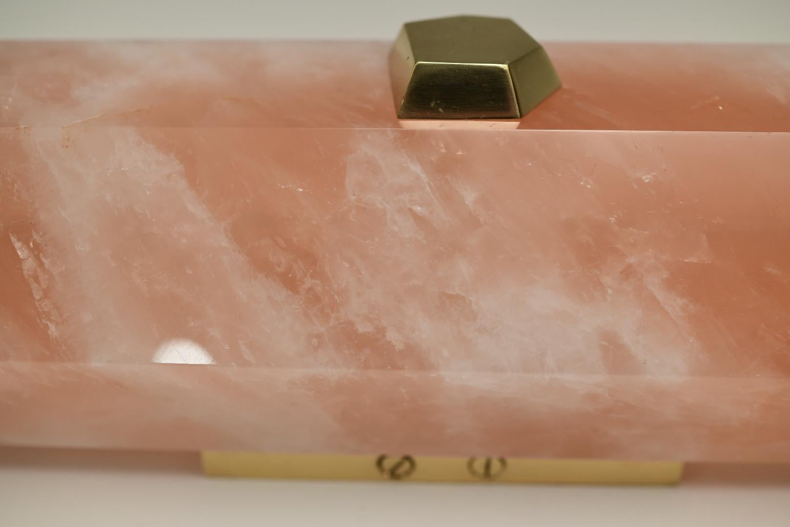 Rose Quartz Diamond Form Rock Crystal Sconces by Phoenix For Sale