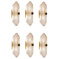 Group of Six Diamond Form Rock Crystal Sconces by Phoenix
