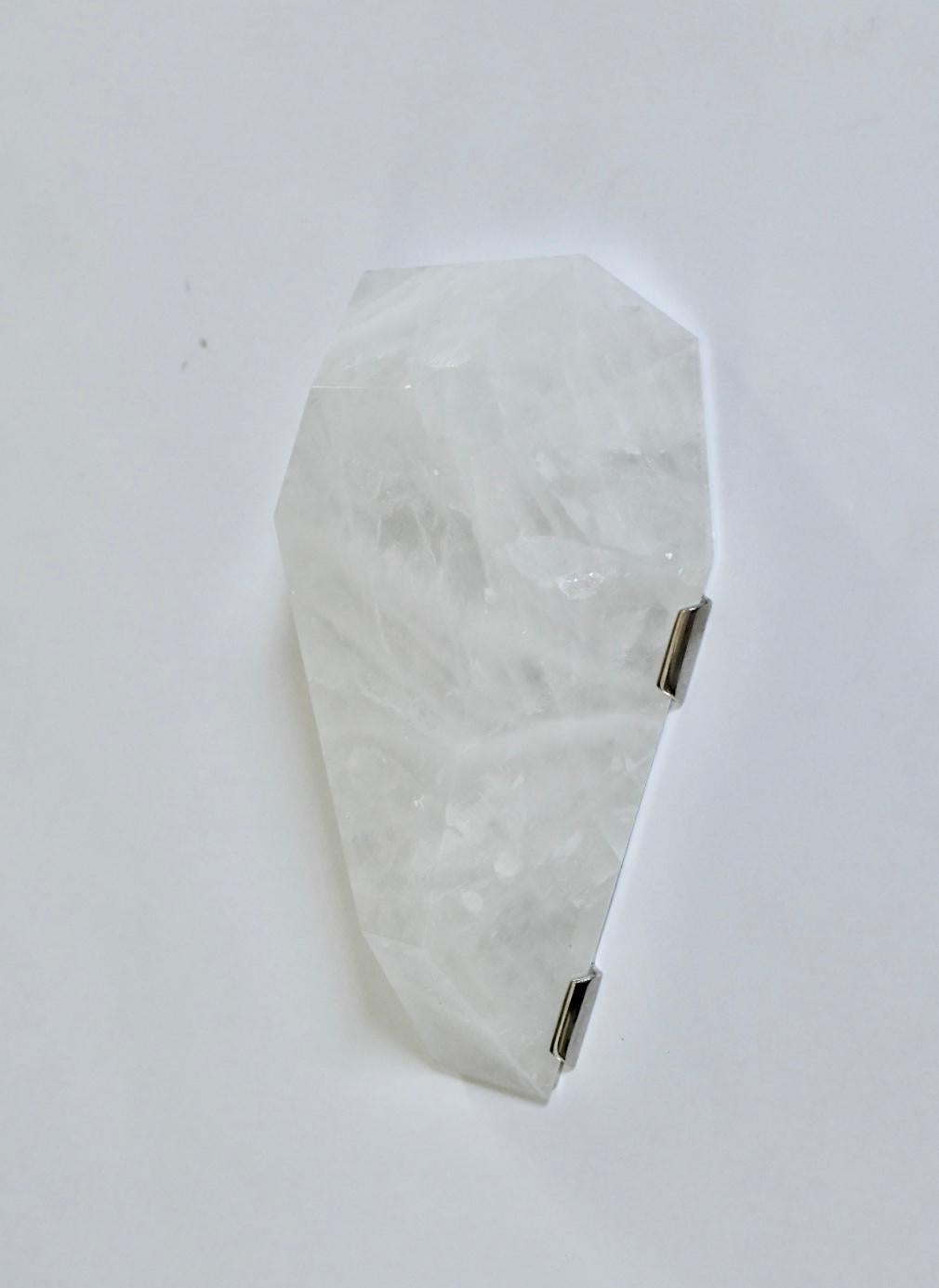 Contemporary Diamond Form Rock Crystal Wall Sconces by Phoenix For Sale