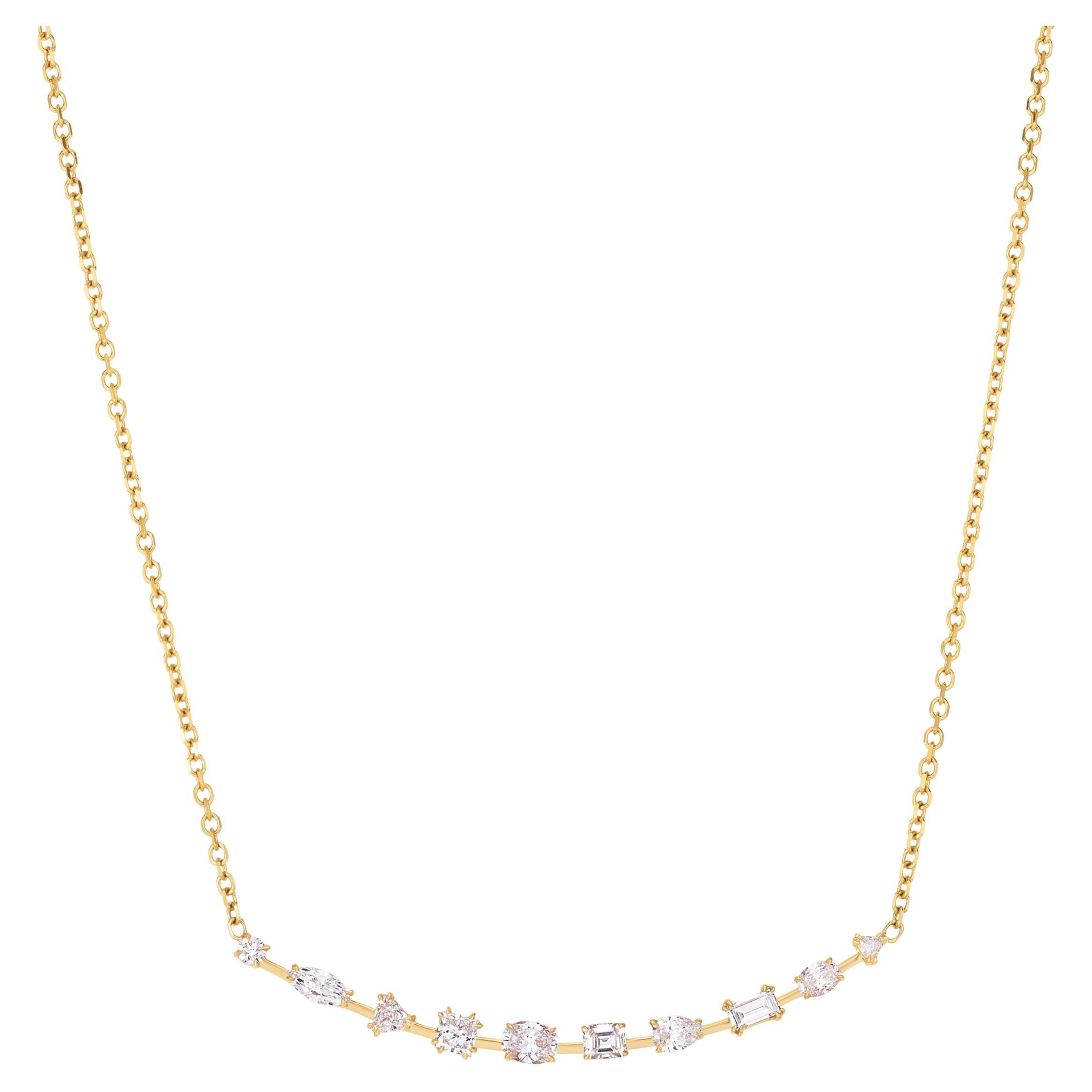 14k Gold AMANDA PEARL Multi Ethical Diamond Chain Necklace For Sale