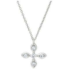 Luxle Diamond Four Leaf Pendant Necklace in 18k White Gold