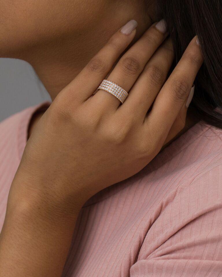 Diamond Four Row Half Eternity Ring 14k Solid Gold Engagement Ring For Women
Light weight can be worn everyday

Additional information:
Condition: New with tags: A brand-new, unused, and unworn item (including handmade items) in the original