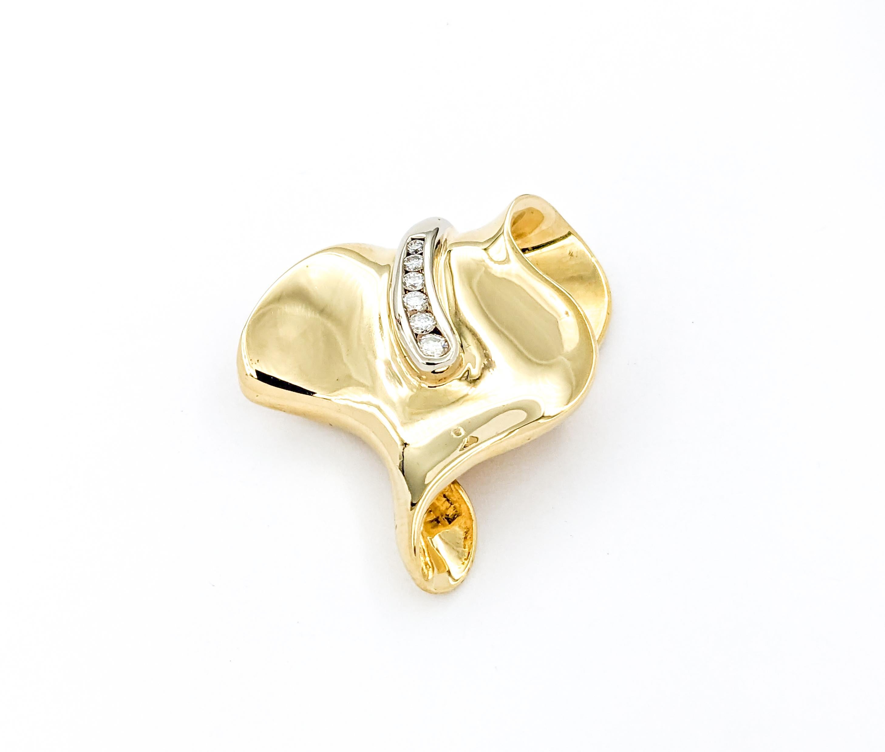 Diamond Free Form design Pendant/Slide In Yellow Gold For Sale 3