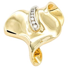 Pendentif/glissoire en or jaune à motif de forme libre de diamant