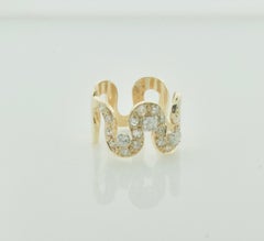Diamond Free Form Diamond Ring Circa 1960's in Yellow Gold