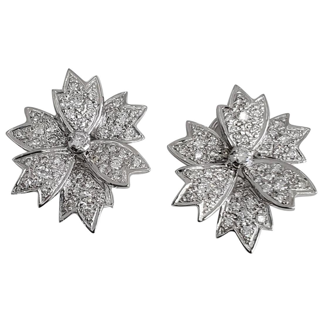 Chanel Diamond White Gold Camellia Flower Earrings at 1stDibs chanel