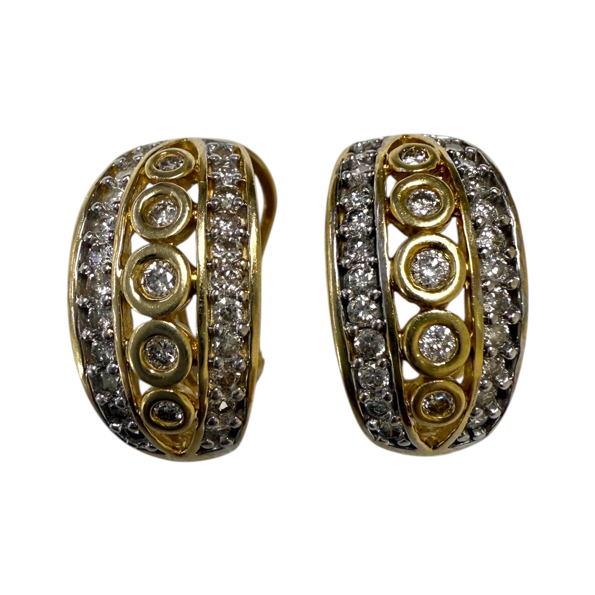 De las mujeres Pendientes de diamantes de oro amarillo de 14 quilates con dorso francés en venta