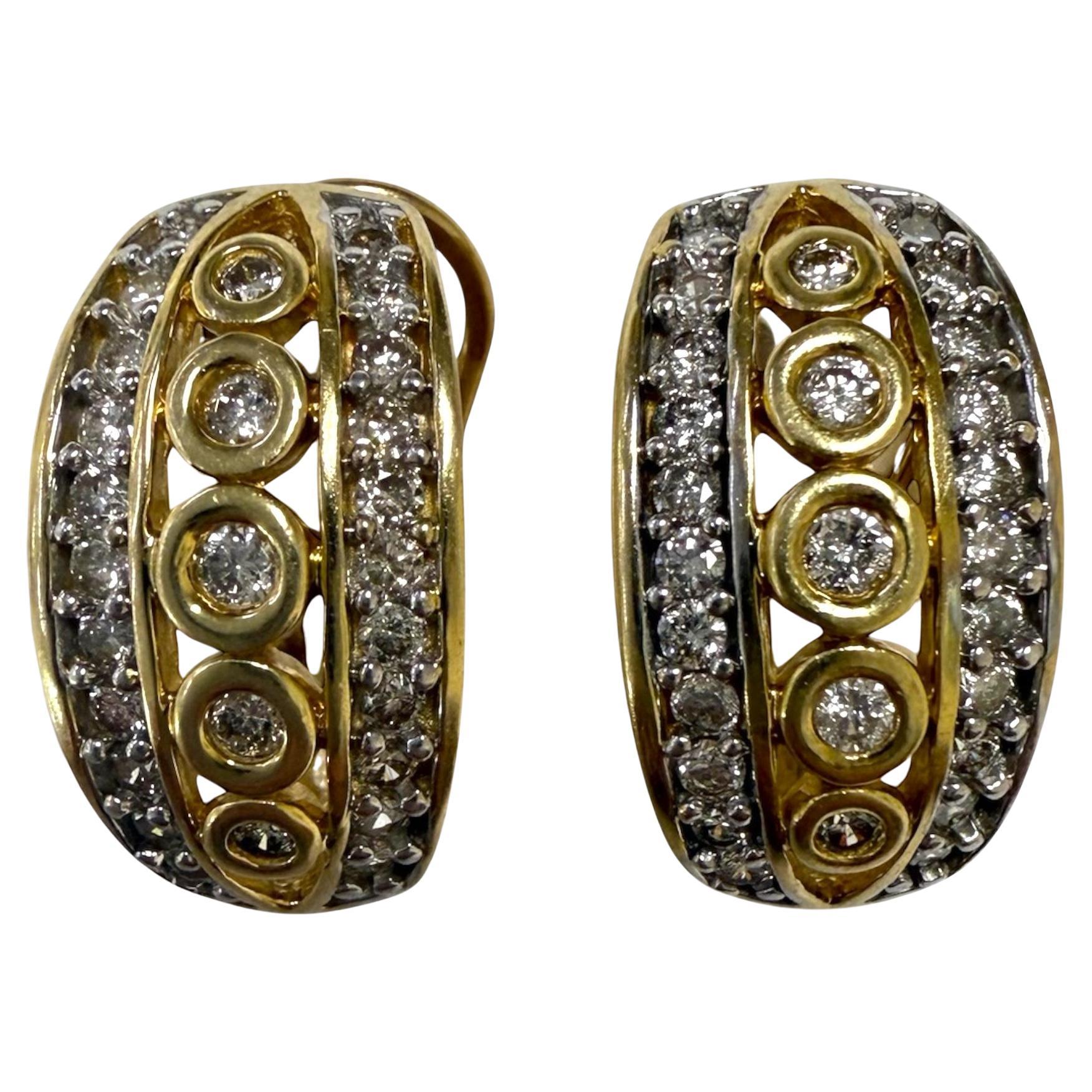 Pendientes de diamantes de oro amarillo de 14 quilates con dorso francés