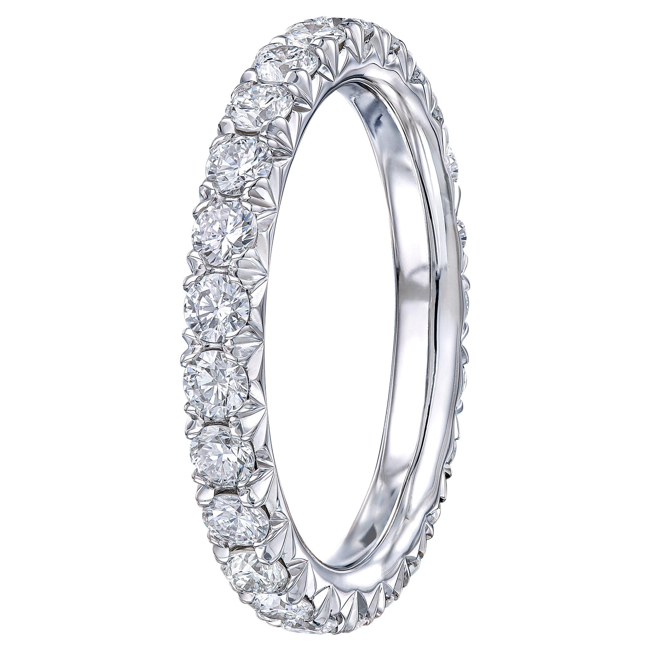 1.50 Carat Brilliant Round Diamond French Cut Eternity Band For Sale