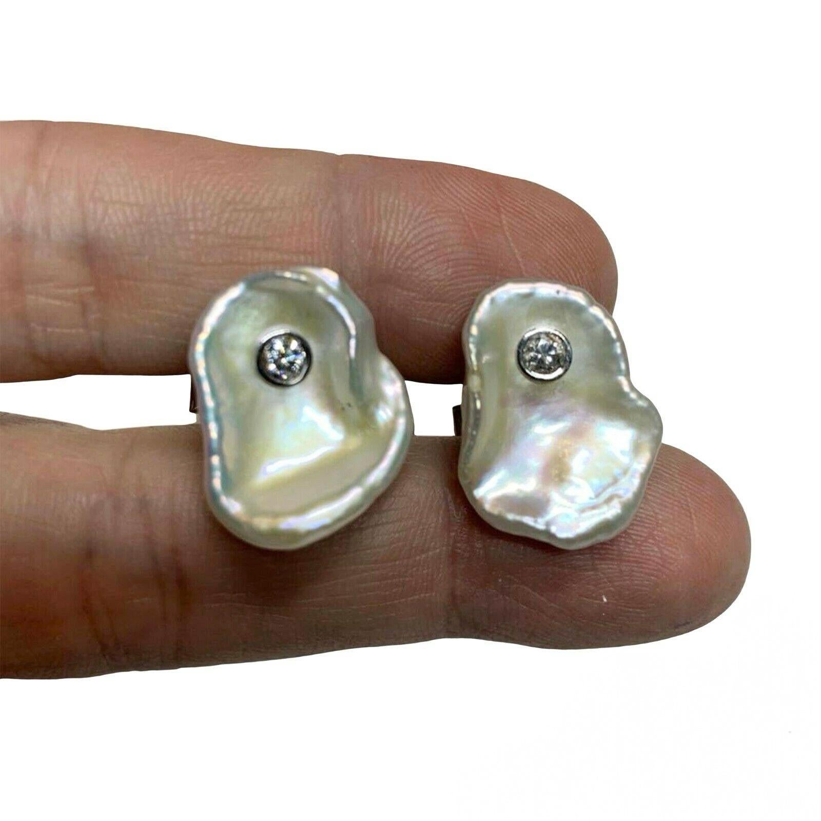 Gemelos de perlas de agua dulce con diamantes Oro de 14k 0,45 TCW Certificado de diseño en venta 8