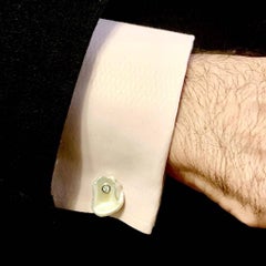 Gemelli con diamante e perle d'acqua fresca in oro 14k 0,45 TCW Designer certificato