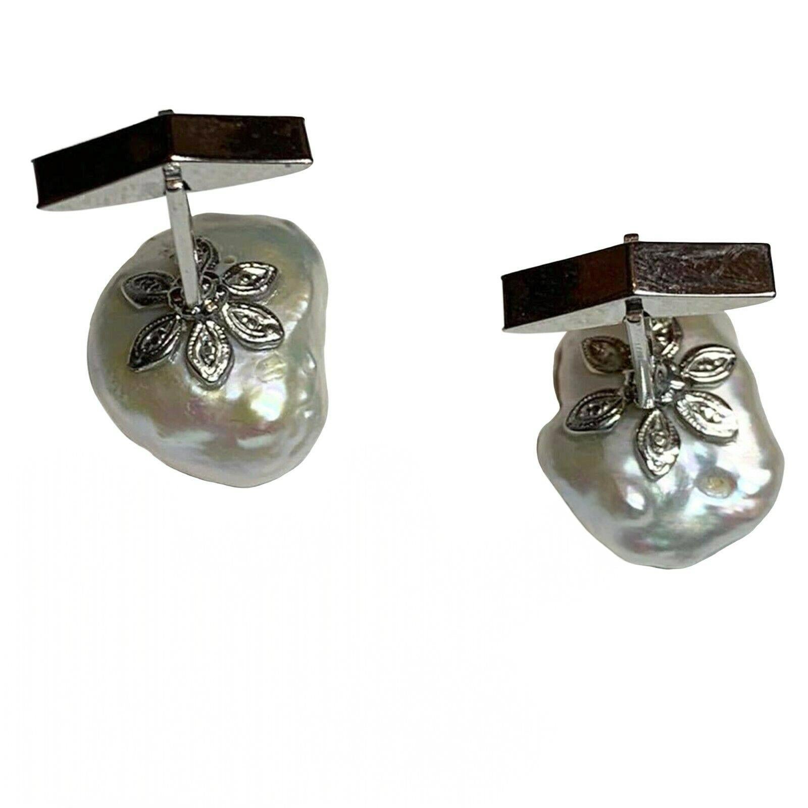 Gemelos de perlas de agua dulce con diamantes Oro de 14k 0,45 TCW Certificado de diseño en venta 3