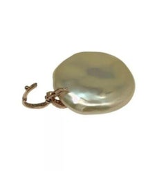 Diamond Freshwater Pearl Necklace 14k Gold Pendant Italy Certified