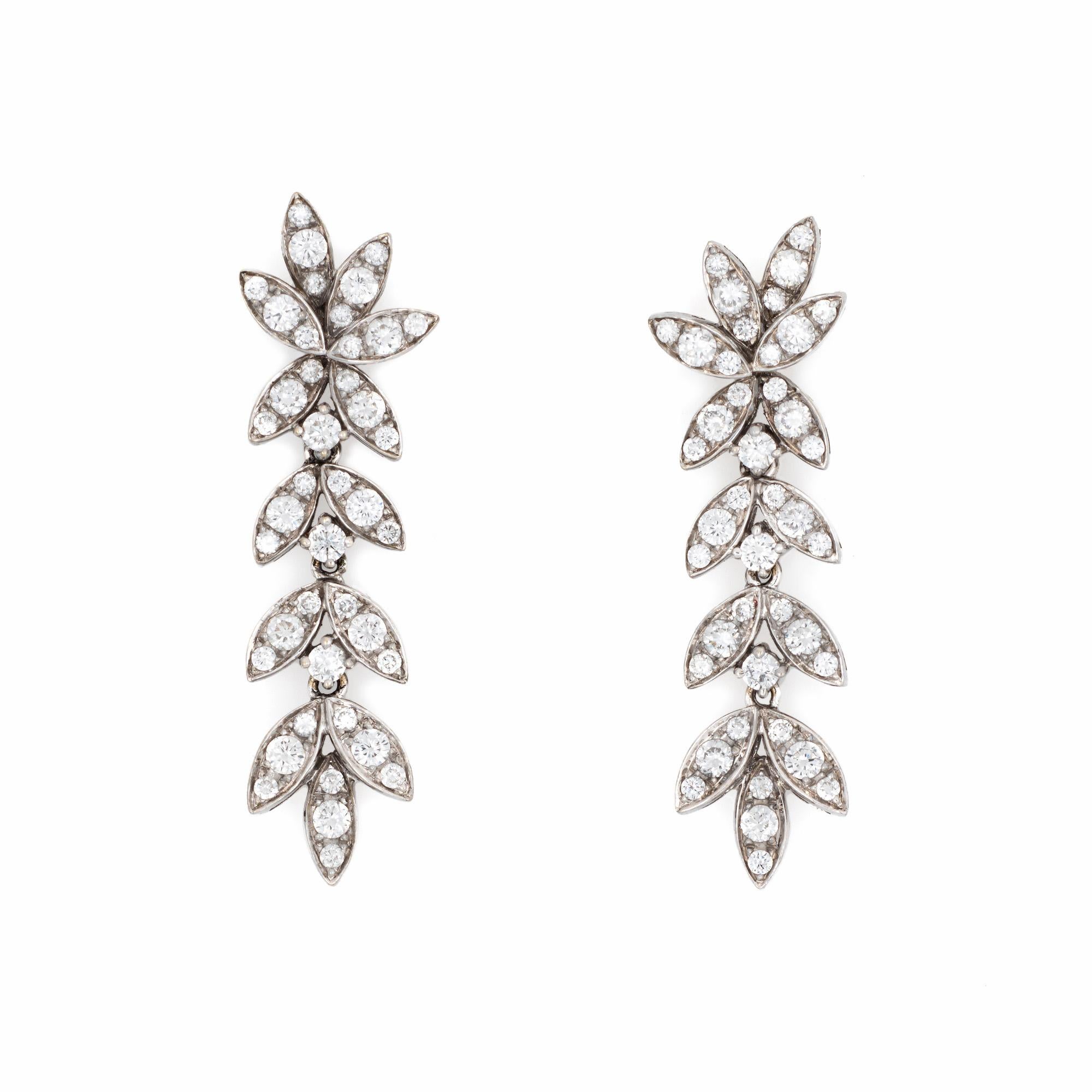 Round Cut Diamond Fringe Drop Earrings 1.25