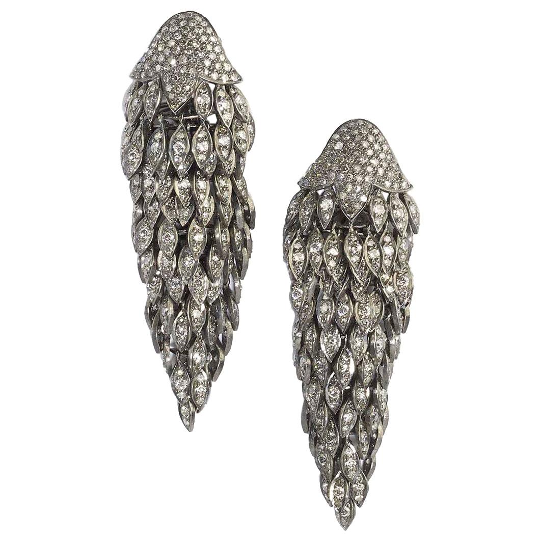 Diamond Fringe Drop Earrings For Sale at 1stDibs